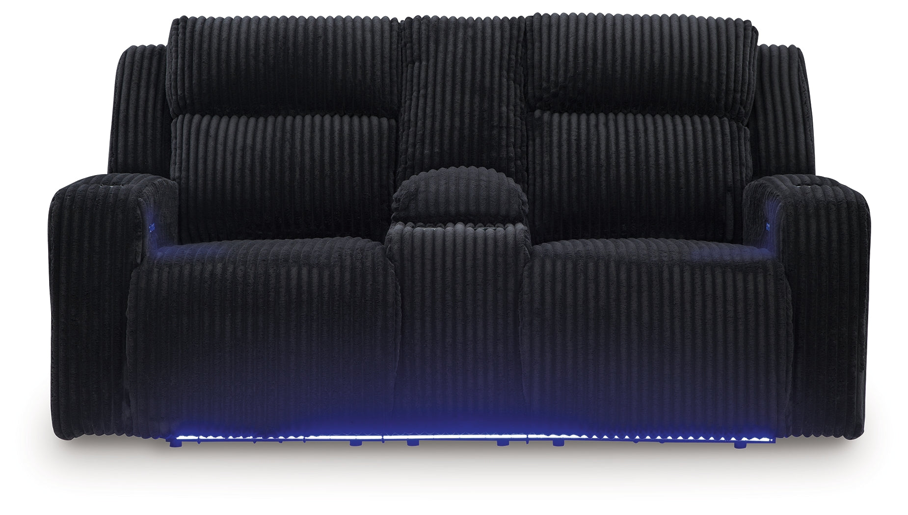 Forest Lake Black Power Reclining Loveseat w/Console