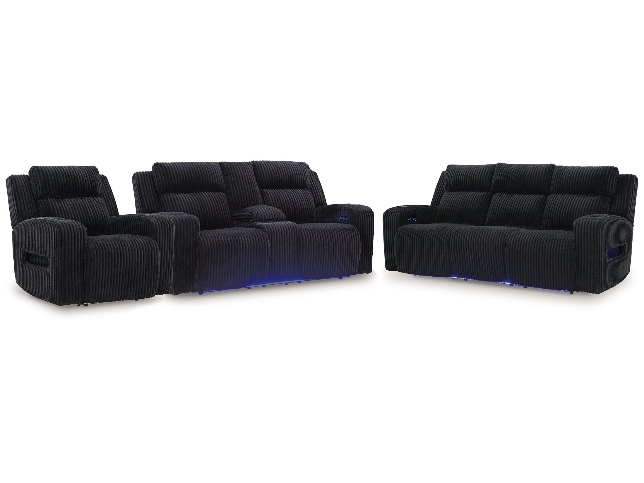 Forest Lake Black Power Reclining Sofa, Loveseat and Recliner