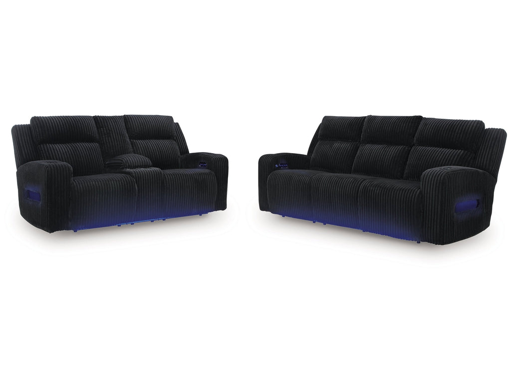 Forest Lake Black Power Reclining Sofa and Loveseat