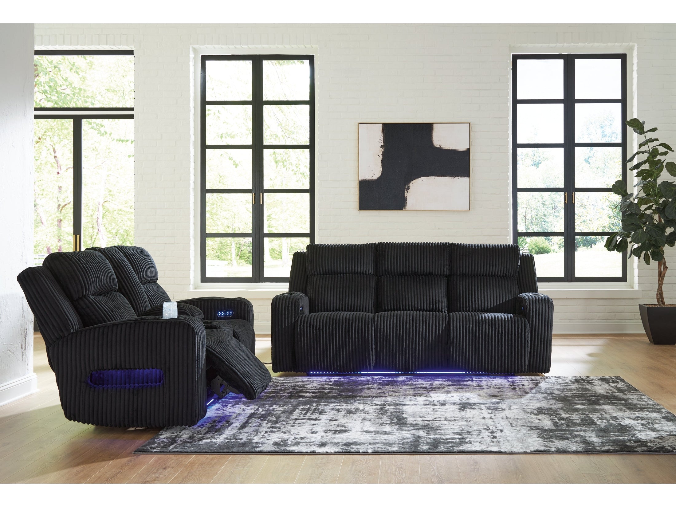 Forest Lake Black Power Reclining Sofa and Loveseat