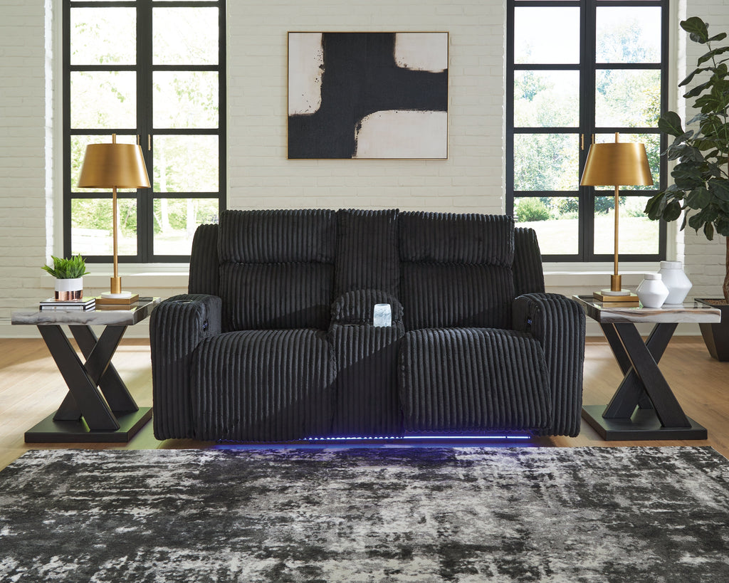Forest Lake Black Power Reclining Sofa and Loveseat