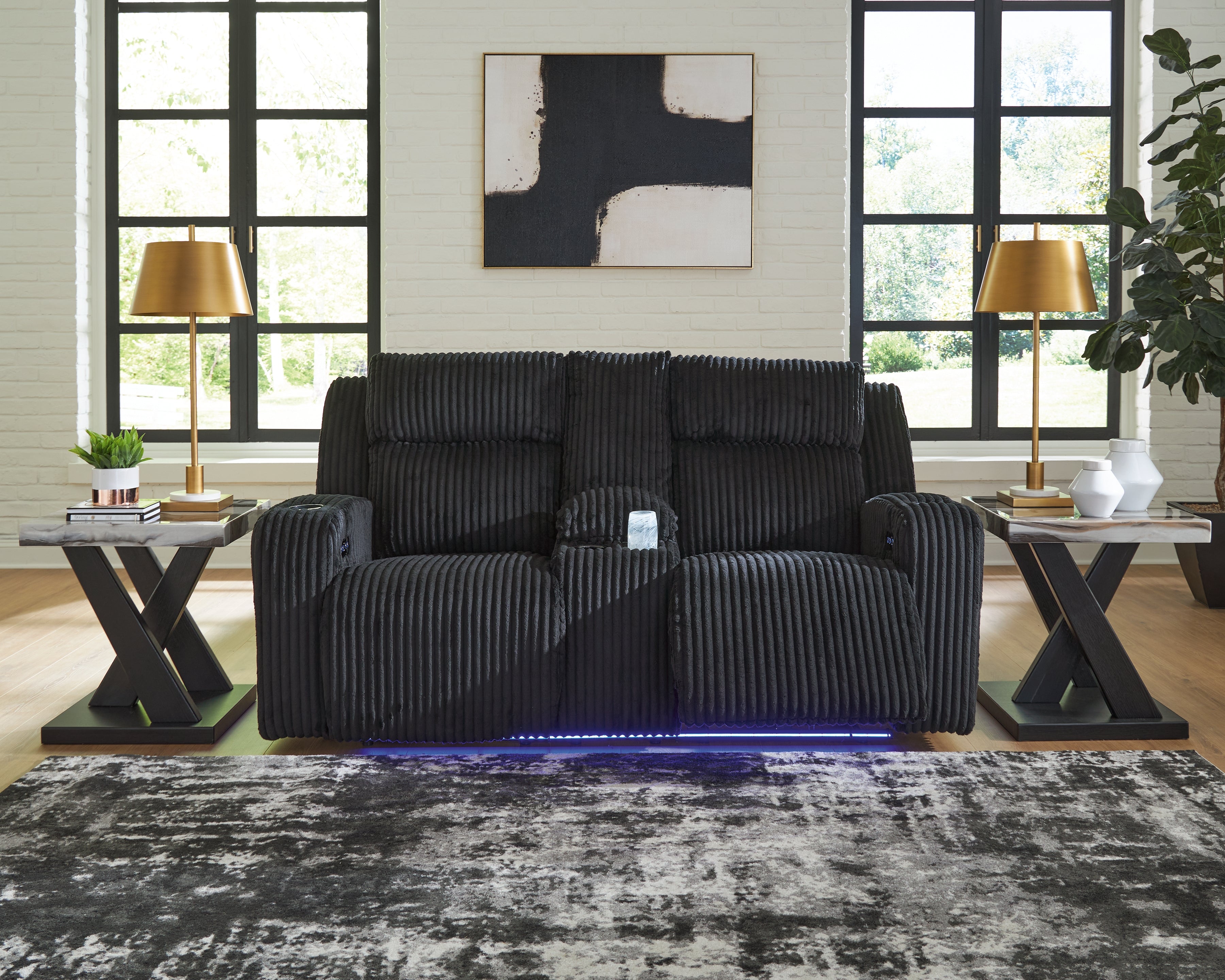 Forest Lake Black Power Reclining Sofa and Loveseat