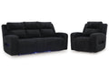 Forest Lake Black Power Reclining Sofa and Power Recliner
