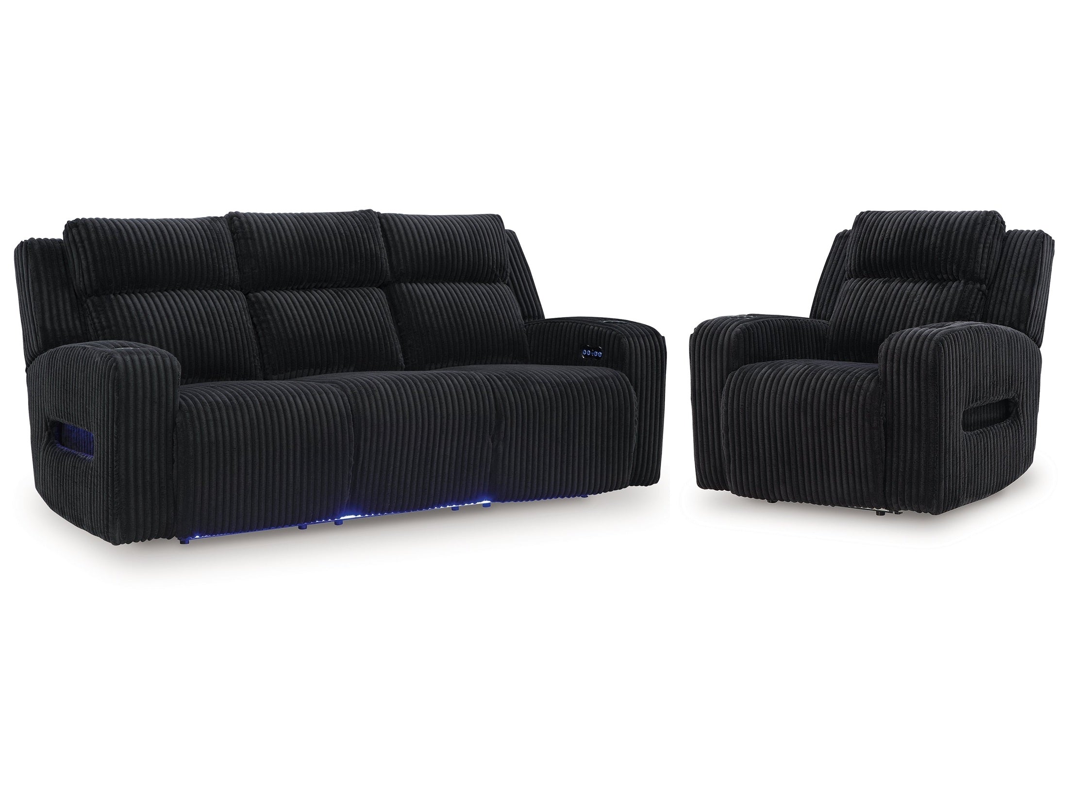 Forest Lake Black Power Reclining Sofa and Power Recliner