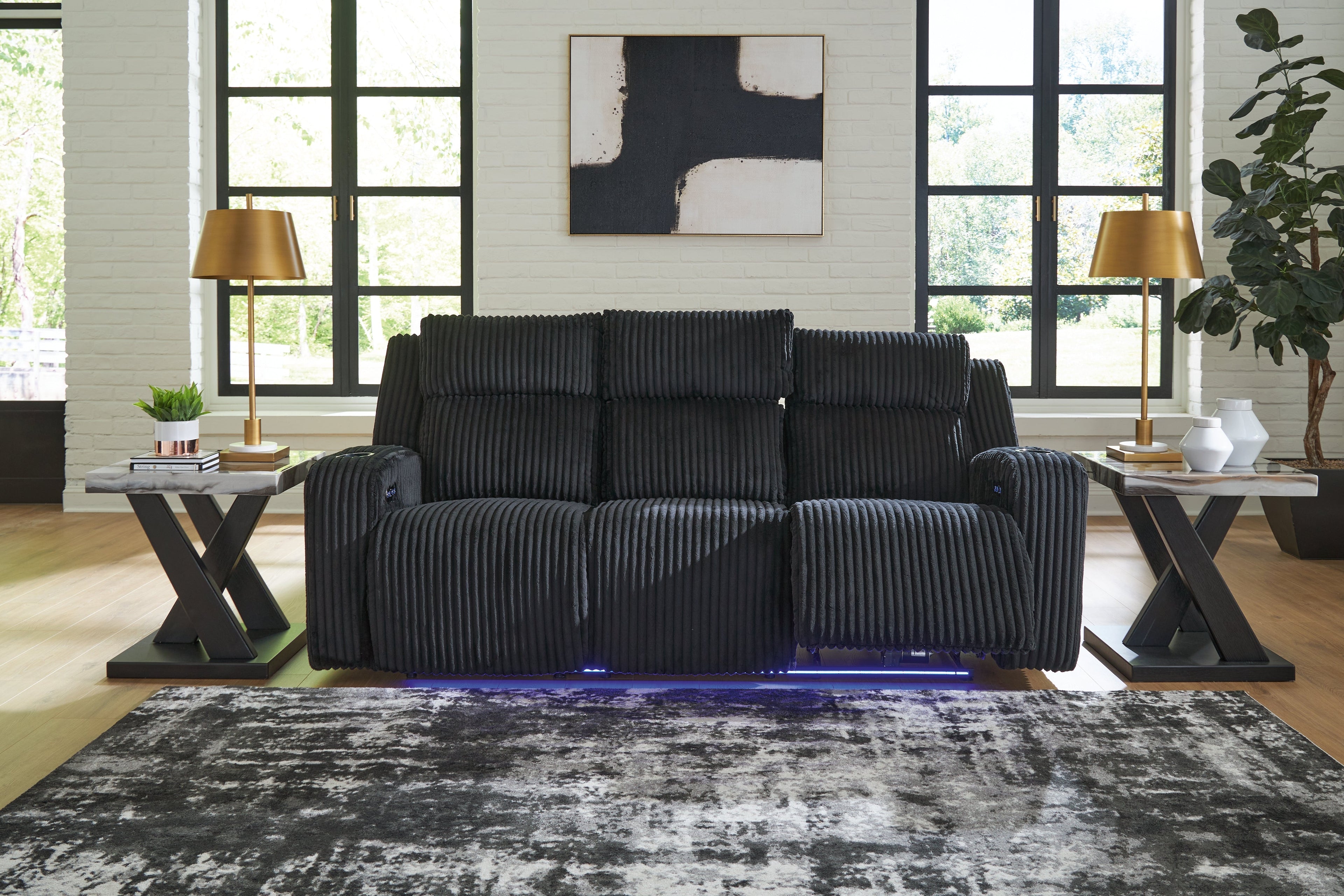 Forest Lake Black Power Reclining Sofa and Power Recliner