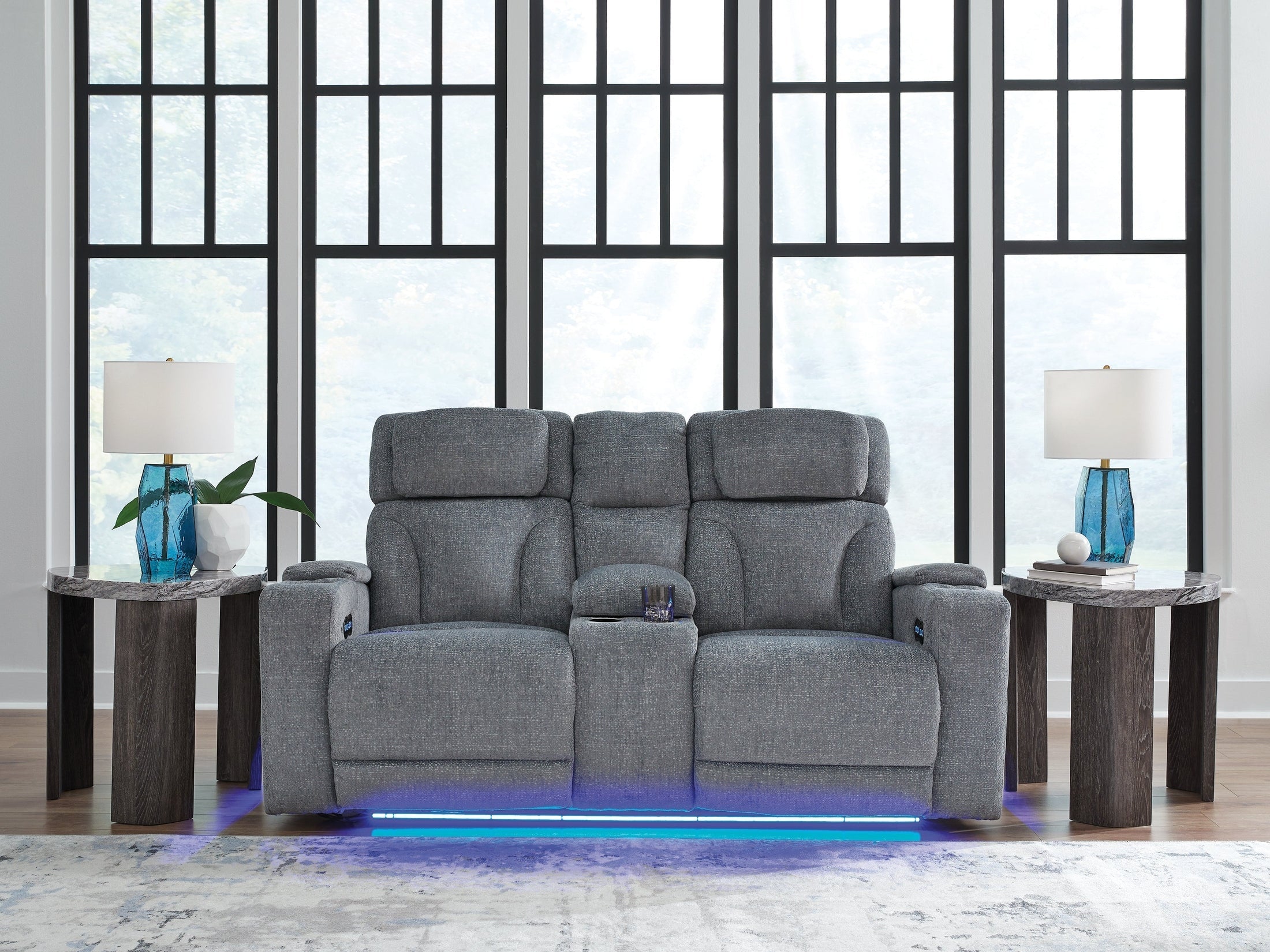 Forest Lake Steel Performance Fabric Dual Power Reclining Loveseat