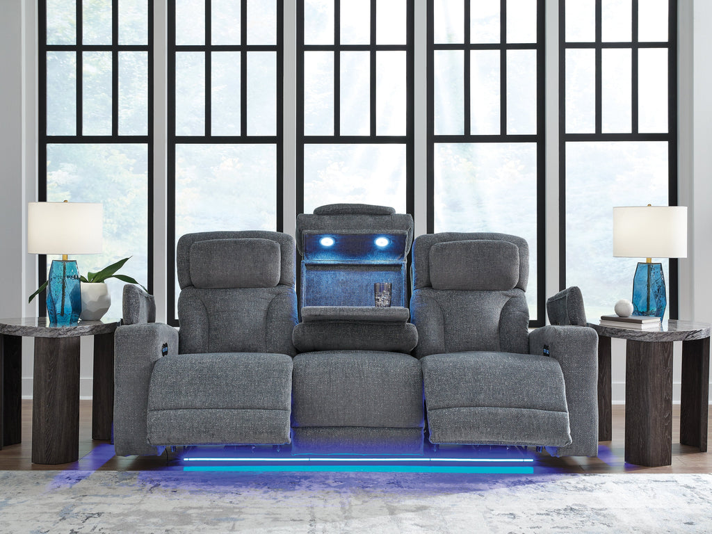 Forest Lake Steel Performance Fabric Dual Power Reclining Sofa