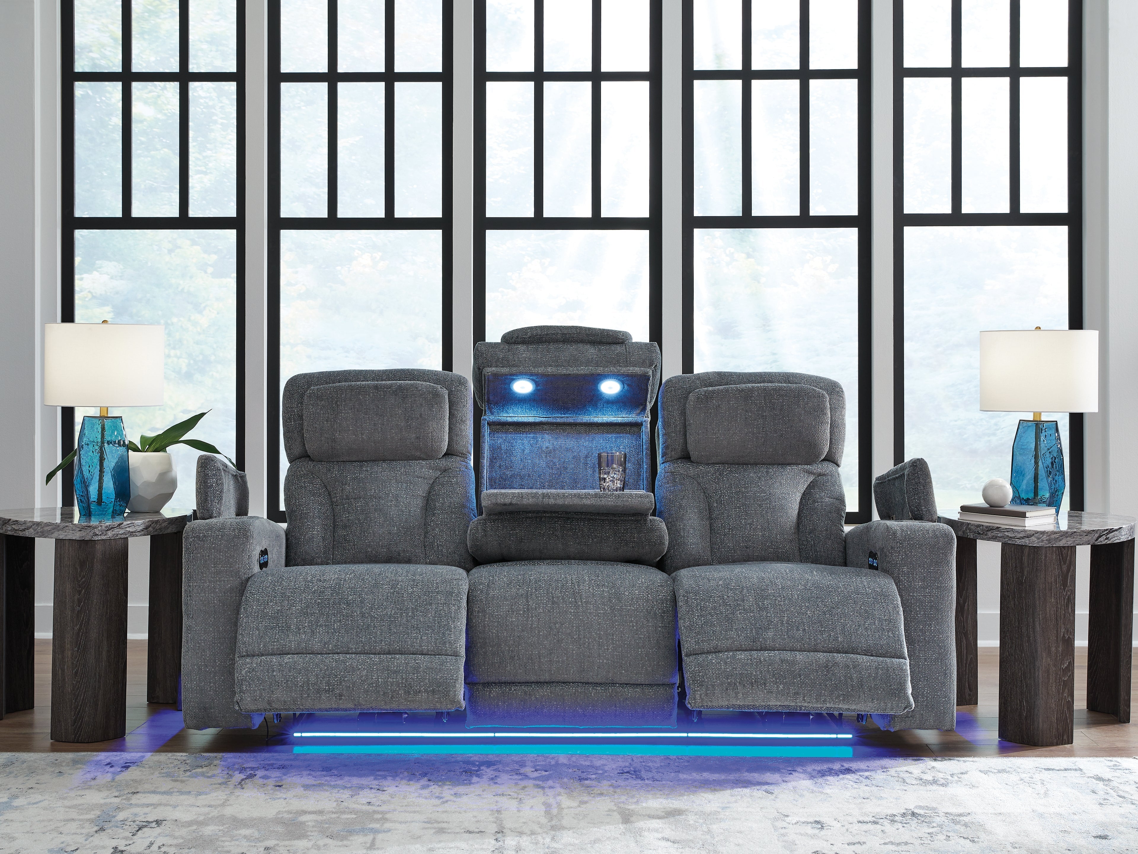 Forest Lake Steel Performance Fabric Dual Power Reclining Sofa