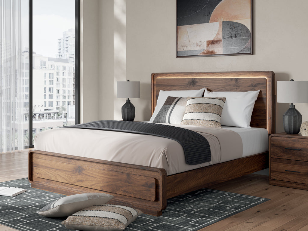 Fortlorn Walnut Brown California King Panel Bed