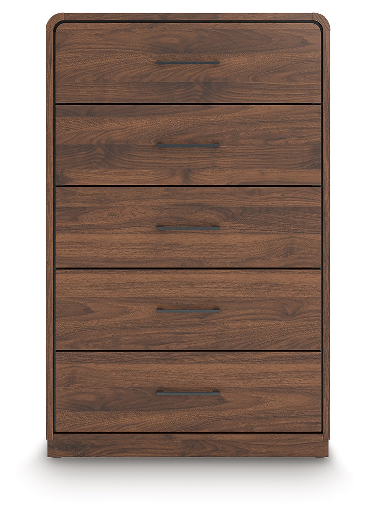 Fortlorn Walnut Brown Five Drawer Chest