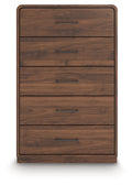 Fortlorn Walnut Brown Five Drawer Chest