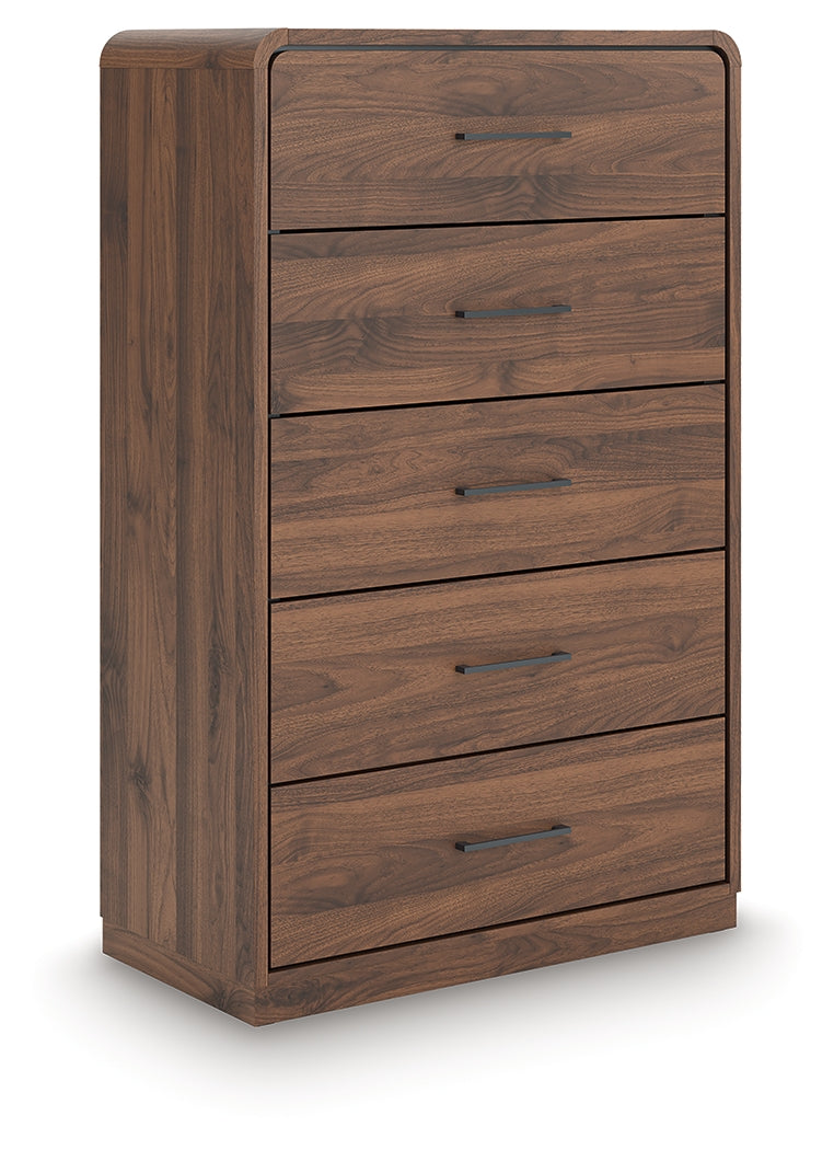 Fortlorn Walnut Brown Five Drawer Chest