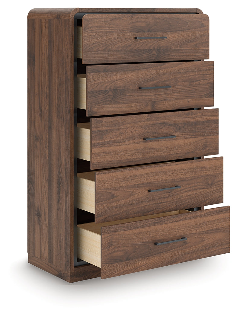 Fortlorn Walnut Brown Five Drawer Chest