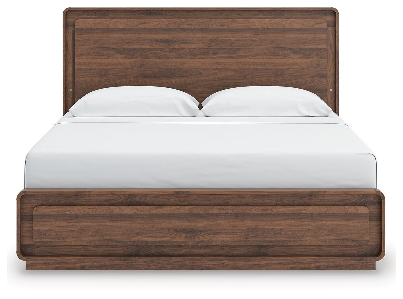 Fortlorn Brown King Panel Bed, Dresser, Mirror and Nightstand, Walnut