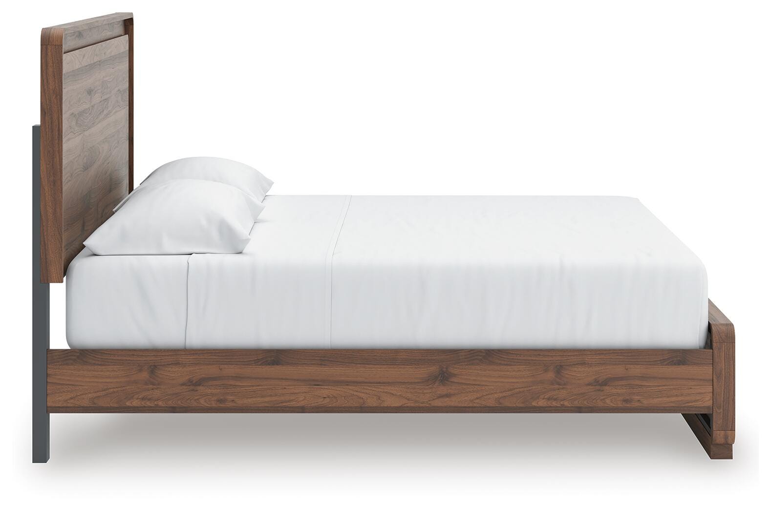 Fortlorn Brown King Panel Bed, Dresser, Mirror and Nightstand, Walnut