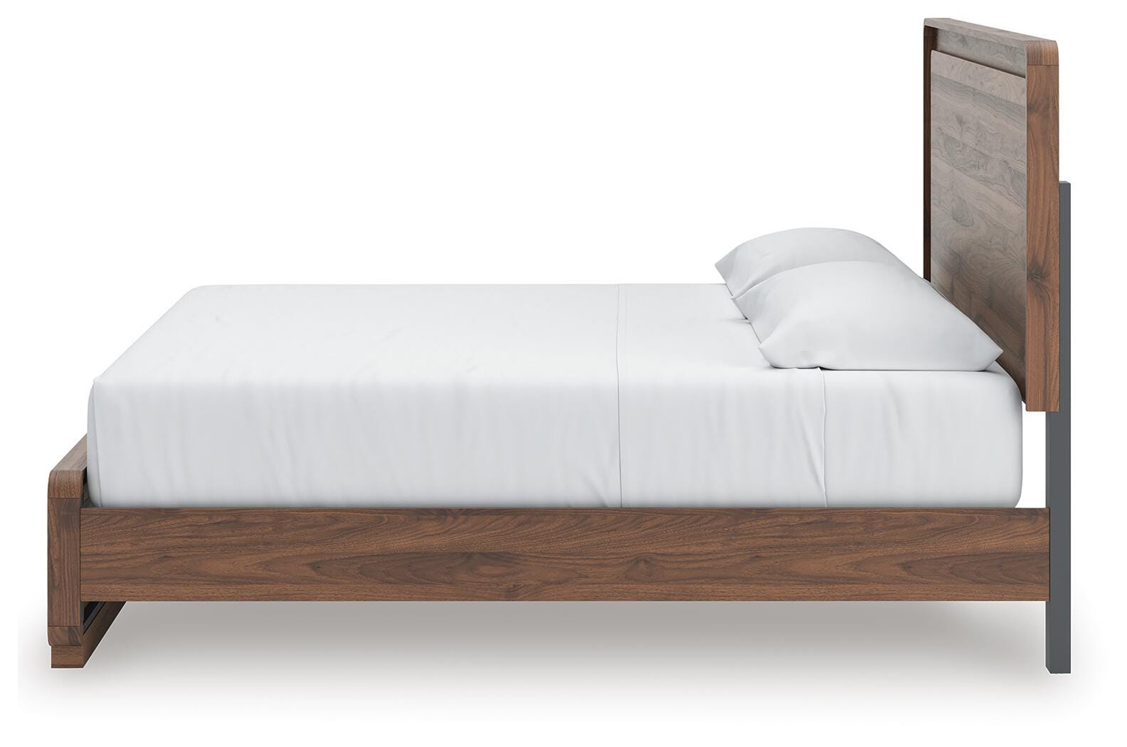 Fortlorn Brown King Panel Bed, Dresser, Mirror and Nightstand, Walnut