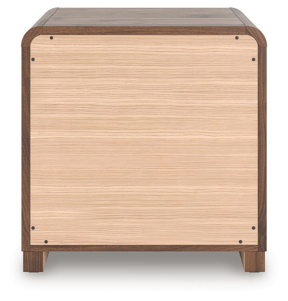 Fortlorn Brown King Panel Bed, Dresser, Mirror and Nightstand, Walnut