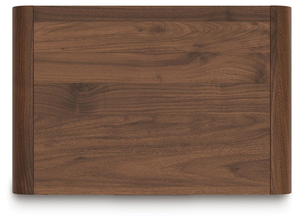 Fortlorn Brown King Panel Bed, Dresser, Mirror and Nightstand, Walnut