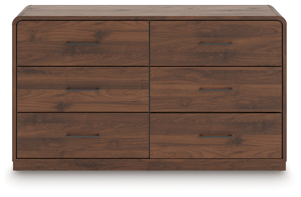 Fortlorn Walnut Brown King Panel Bed, Dresser and 2 Nightstands