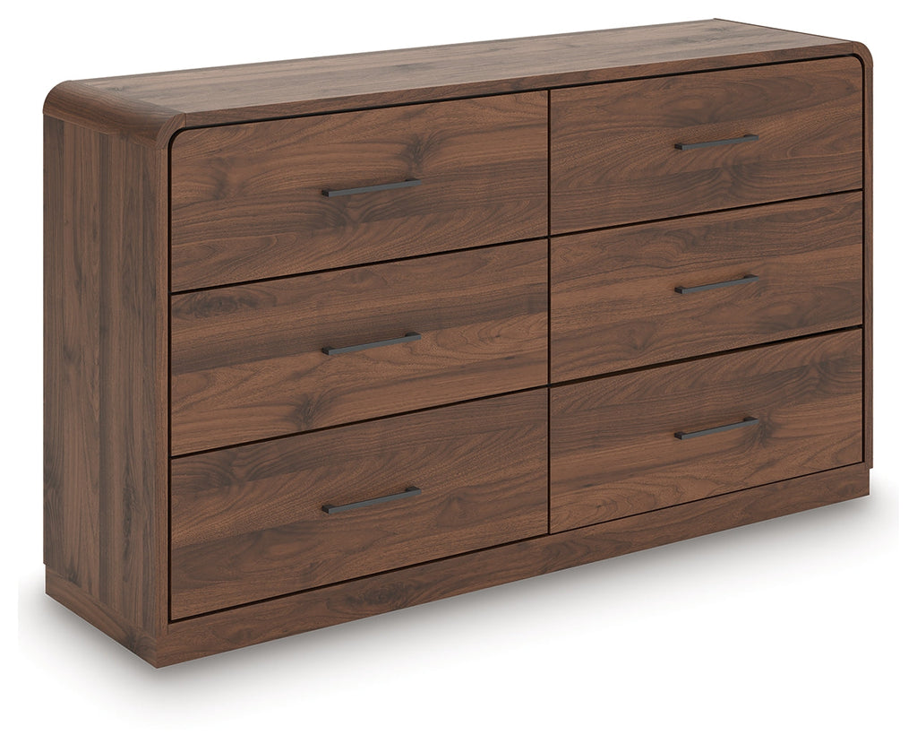 Fortlorn Walnut Brown King Panel Bed, Dresser and 2 Nightstands