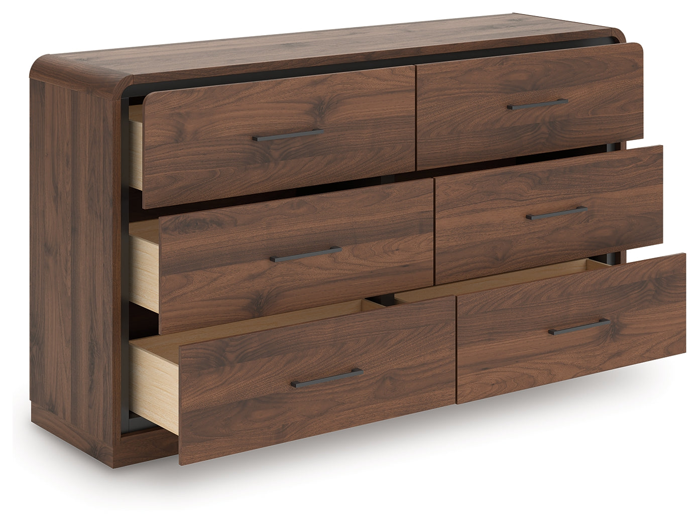 Fortlorn Walnut Brown King Panel Bed, Dresser and 2 Nightstands
