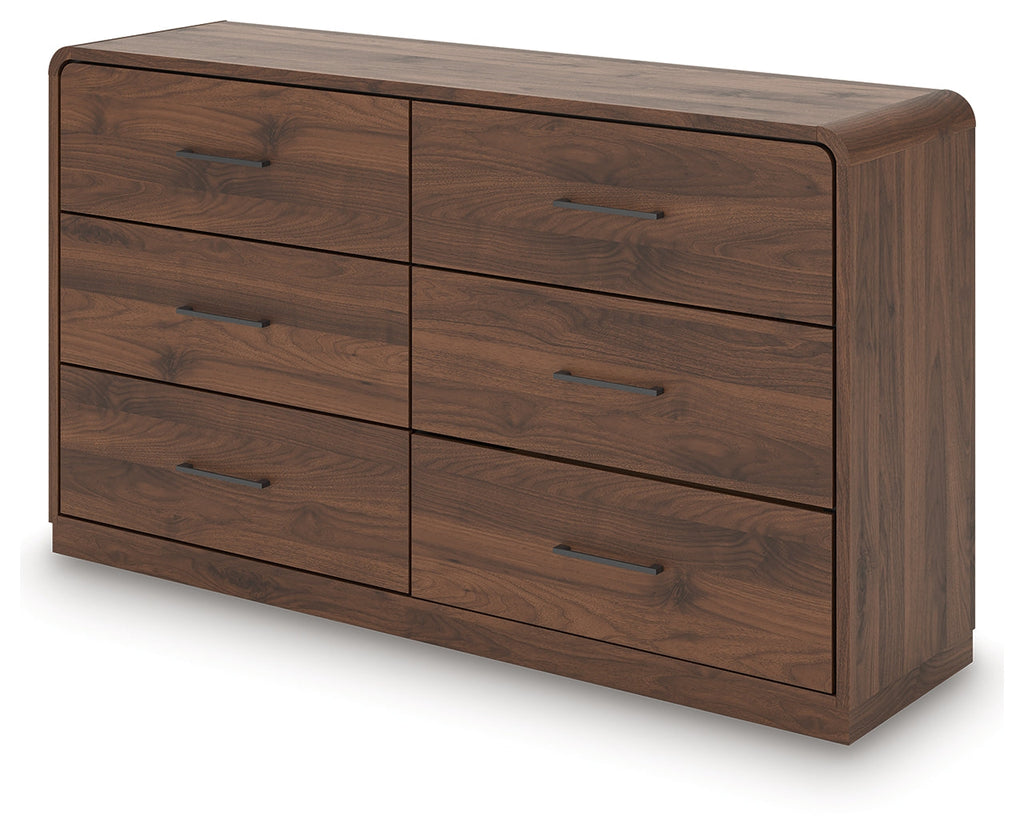 Fortlorn Walnut Brown King Panel Bed, Dresser and 2 Nightstands