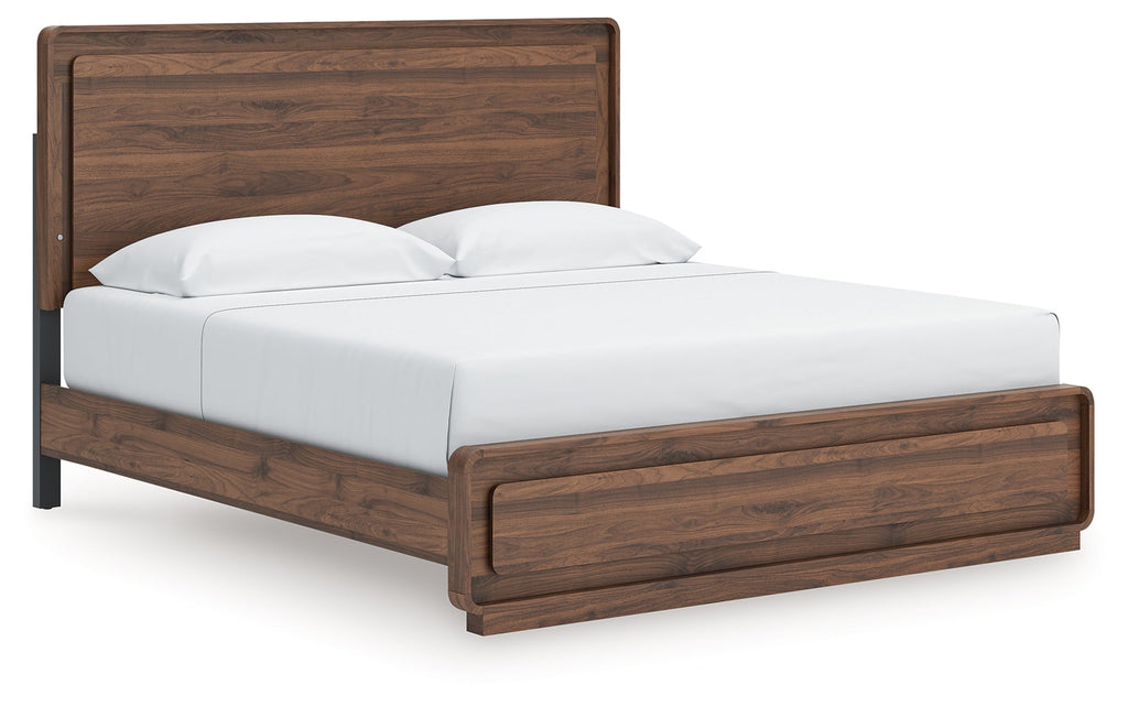 Fortlorn Walnut Brown King Panel Bed, Dresser and 2 Nightstands