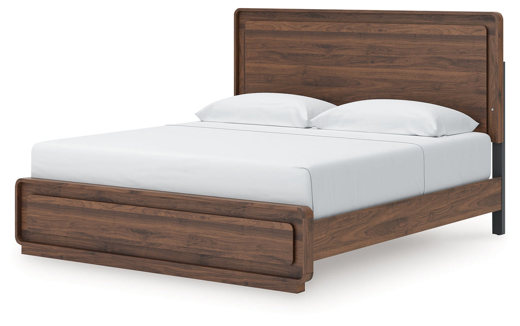 Fortlorn Walnut Brown King Panel Bed, Dresser and 2 Nightstands