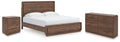Fortlorn Walnut Brown King Panel Bed, Dresser and Nightstand