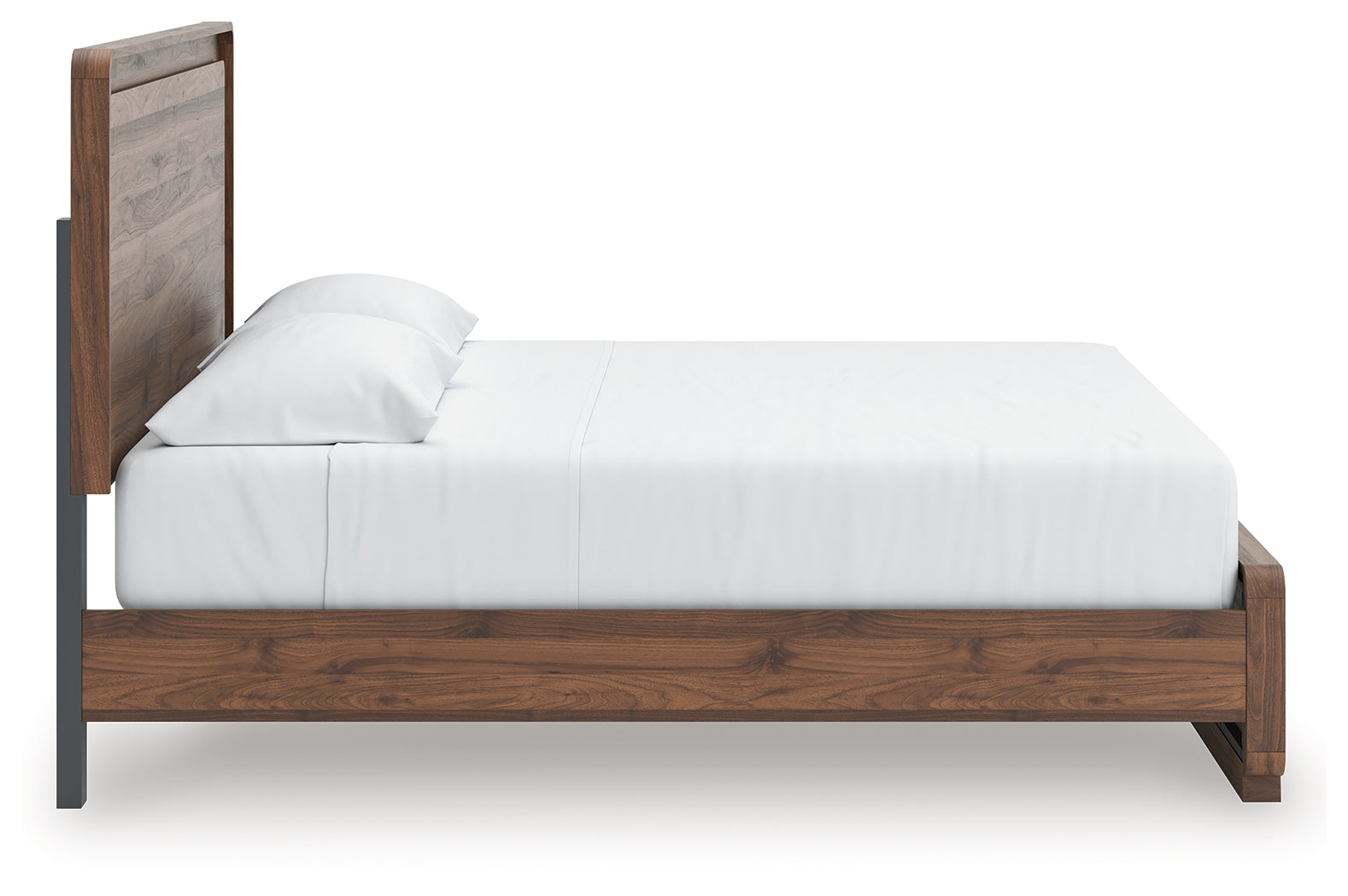 Fortlorn Walnut Brown King Panel Bed, Dresser and Nightstand