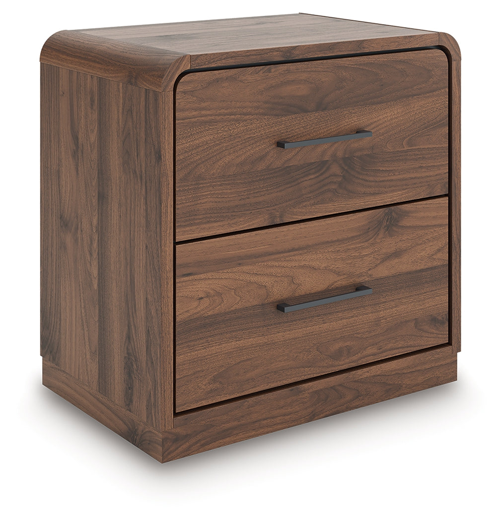 Fortlorn Walnut Brown King Panel Bed, Dresser and Nightstand