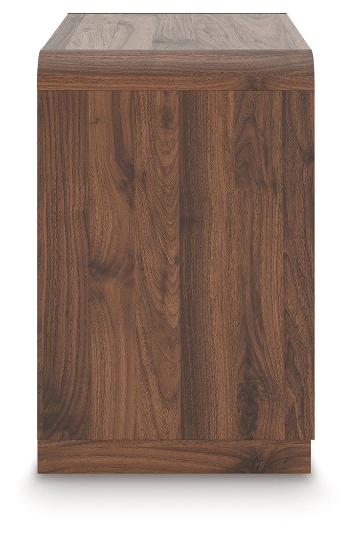 Fortlorn Walnut Brown King Panel Bed, Dresser and Nightstand