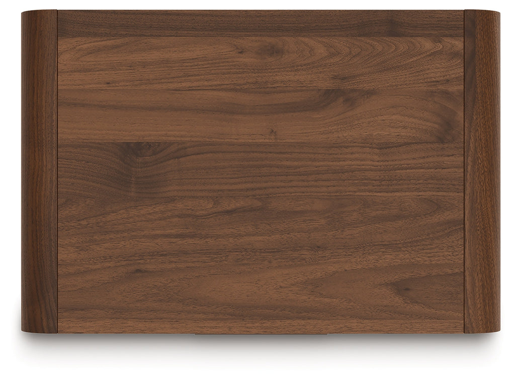 Fortlorn Walnut Brown King Panel Bed, Dresser and Nightstand