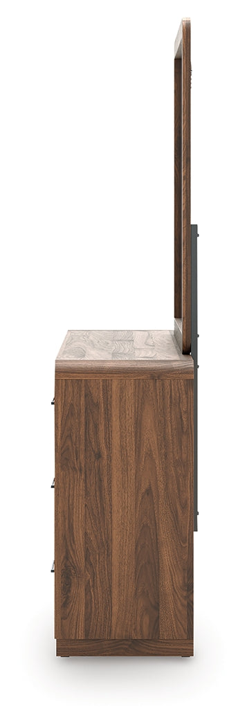 Fortlorn Walnut Brown Queen Panel Bed, Dresser and Mirror