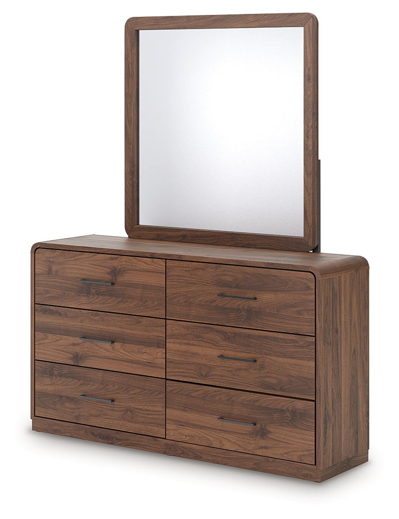 Fortlorn Walnut Brown Queen Panel Bed, Dresser and Mirror