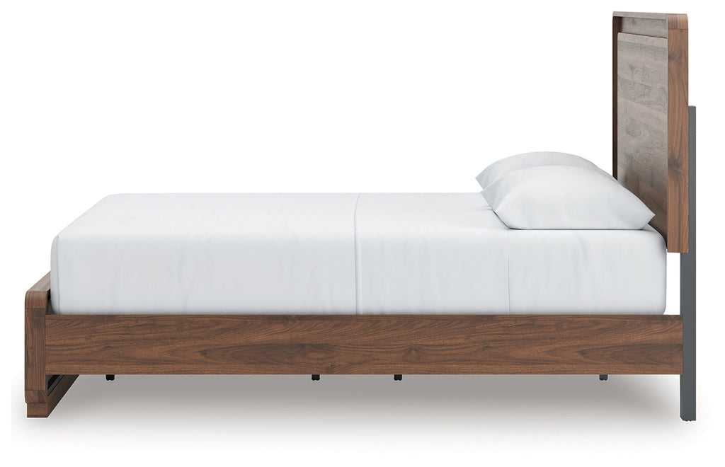 Fortlorn Walnut Brown Queen Panel Bed and Dresser