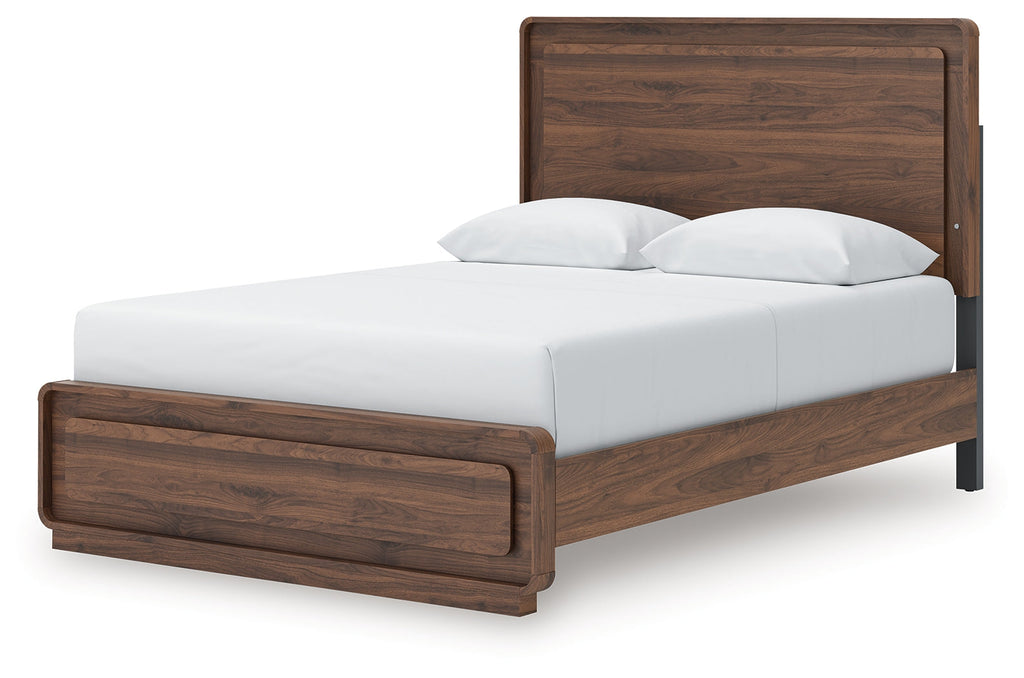 Fortlorn Walnut Brown Queen Panel Bed and Dresser