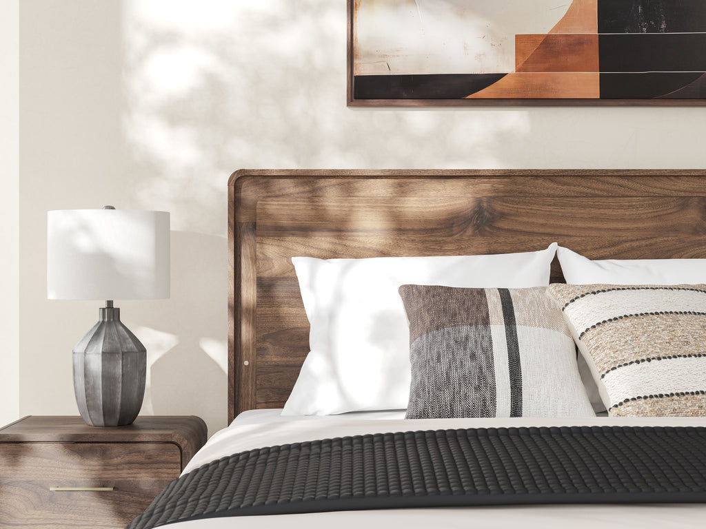 Fortlorn Walnut Brown Queen Panel Bed and Dresser