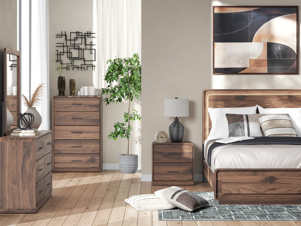 Fortlorn Walnut Brown Two Drawer Nightstand