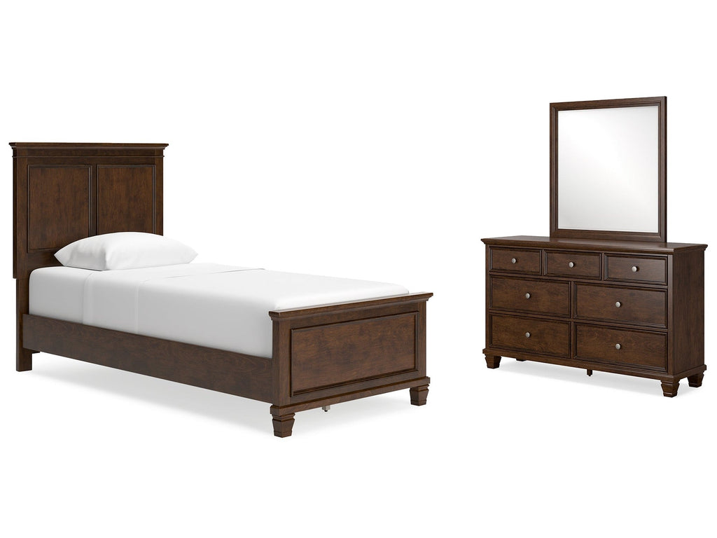 Danabrin Brown Twin Panel Bedroom Set with Dresser and Mirror