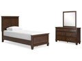 Danabrin Brown Twin Panel Bedroom Set with Dresser and Mirror