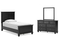 Lanolee Twin Panel Bedroom Set with Dresser and Mirror