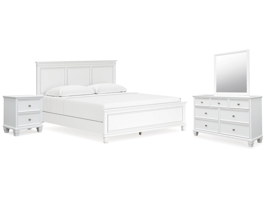 Fortman California King Panel 5 Pc Bedroom Set w/ 2 Nightstands, White