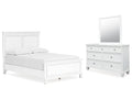 Fortman White Full Panel Bed, Dresser and Mirror