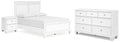 Fortman White Full Panel Bed, Dresser and Nightstand