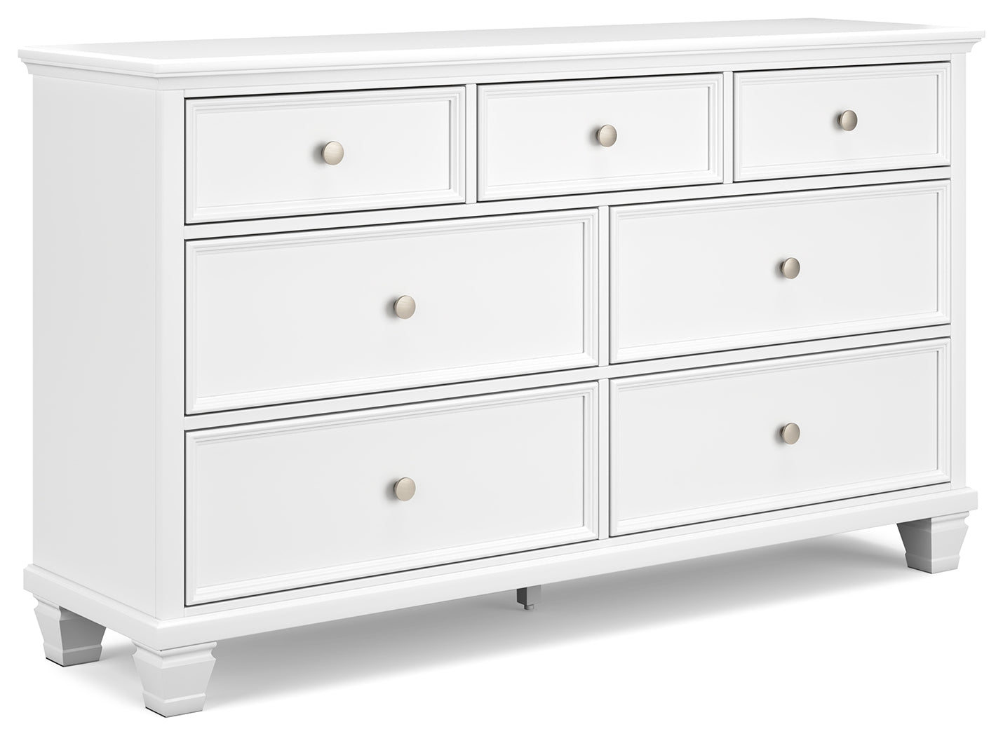 Fortman White Full Panel Bed, Dresser and Nightstand