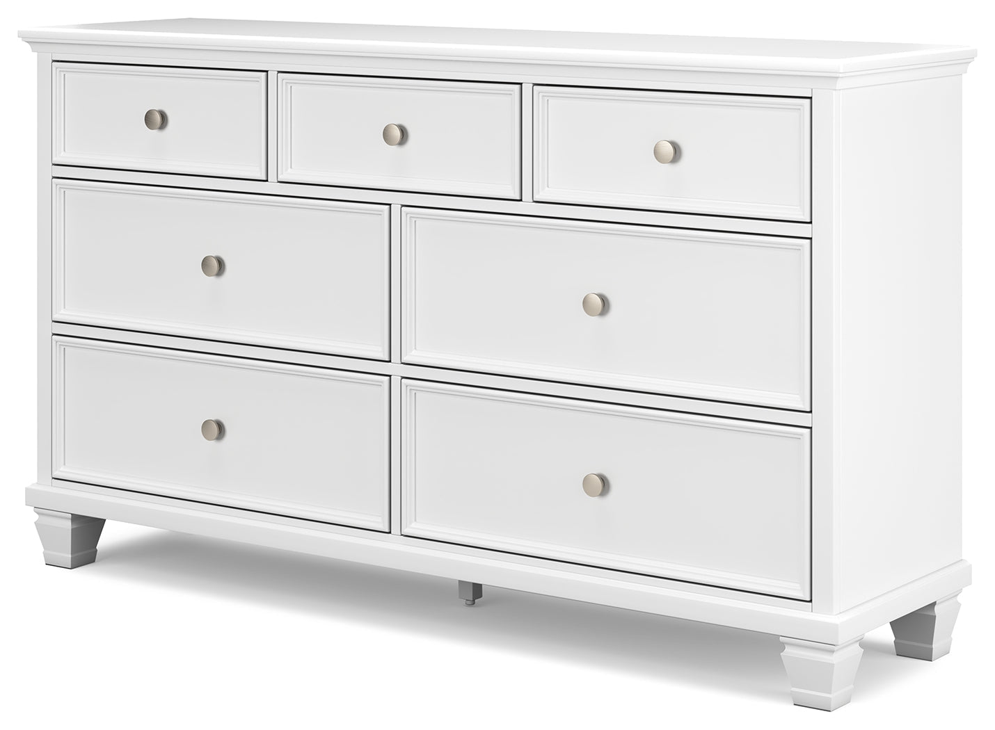 Fortman White Full Panel Bed, Dresser and Nightstand