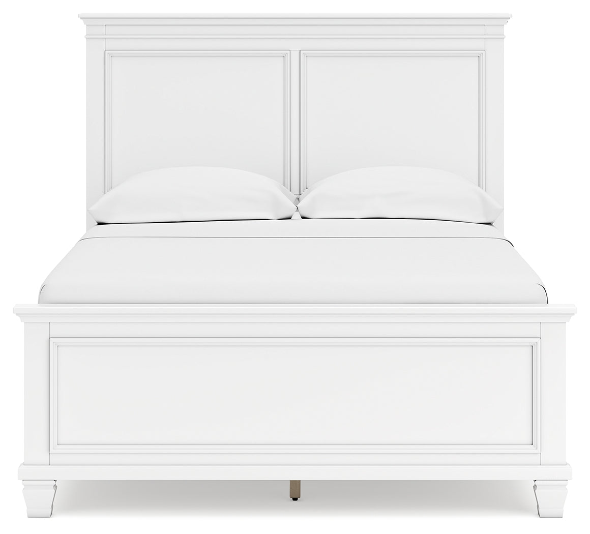 Fortman White Full Panel Bed, Dresser and Nightstand