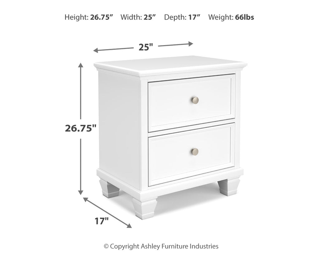 Fortman White Full Panel Bed, Dresser and Nightstand