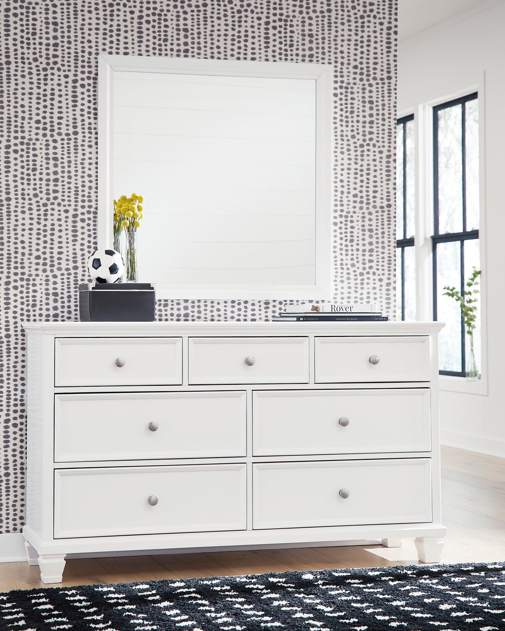 Fortman White King Panel 5-Piece Bedroom Set w/ 2 Nightstands
